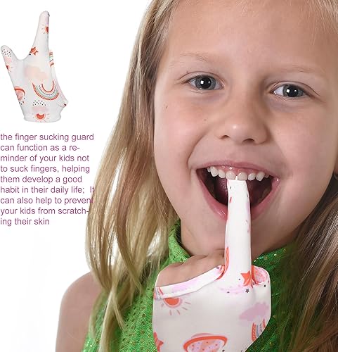 Miniatura 4 de 16 guantes protectores de succión de pulgar para niños de 3 a 6 años, guantes de compresión masticables transpirables para chupar el pulgar para