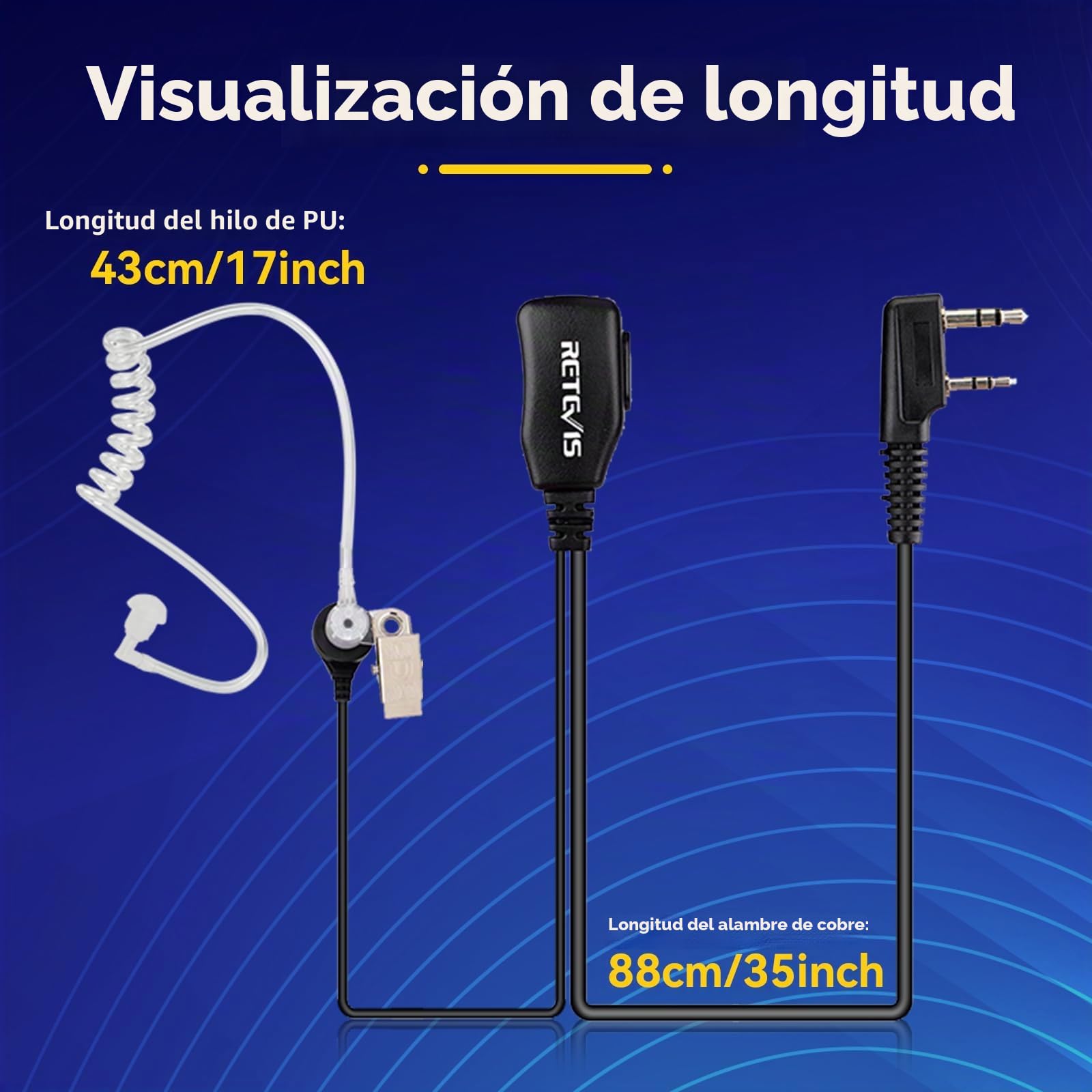 Retevis Pinganillo Walkie Talkie, Walkie Talkie Auriculars Auricular Transparente Antirruido con PTT, Compatible con eSynic Baofeng Kenwood RT24 RT27 RT619 RT668 RT5R(10 Piezas)