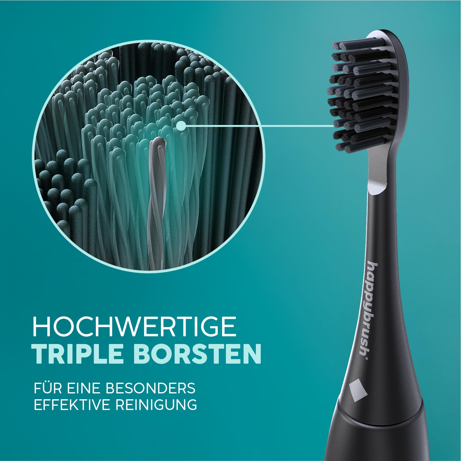 happybrush® Allblack - Cabezales para cepillo de dientes eléctrico sónico Eco Vibe 3 (9 unidades)