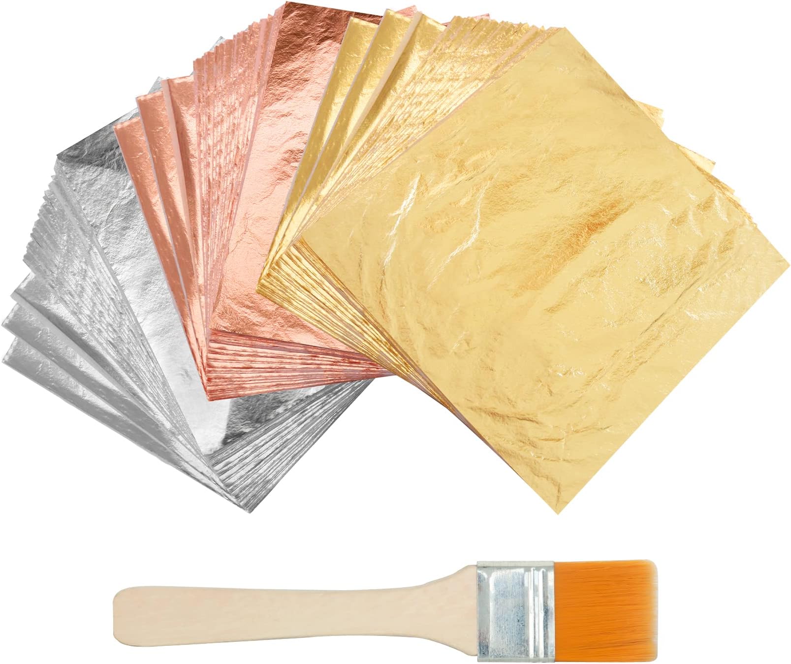 KINNO Multipurpose Gold Leaf Kit - 300 Sheets 16 x 16 cm for Gilding, Art, Crafts, Resin Art, Furniture, Canvas, Decorating