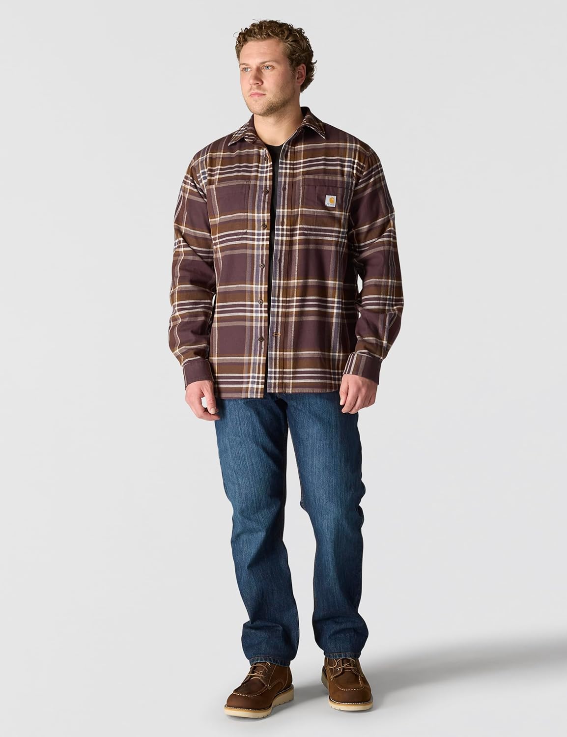 Carhartt Mens Rugged Flex Relaxed Fit Midweight Flannel Long-Sleeve Plaid Shirt - Image 4