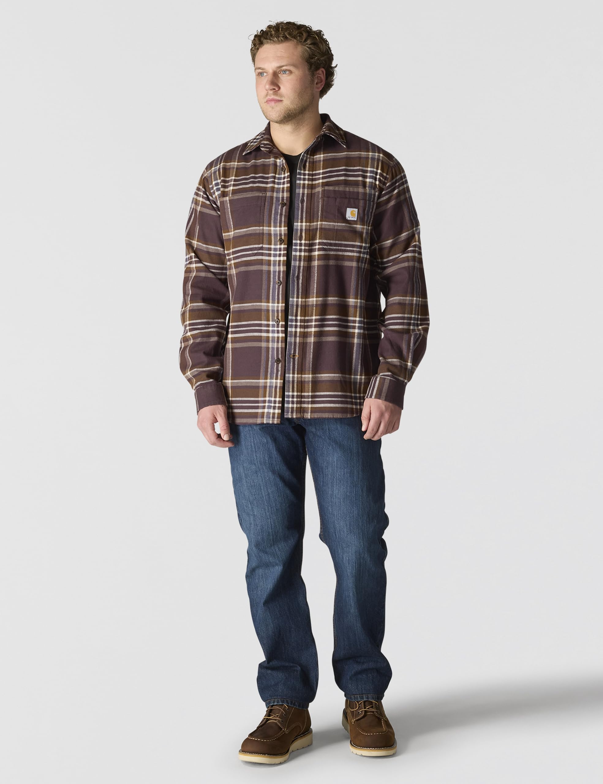 Carhartt Rugged Flex Relaxed Fit Midweight Flannel Long-Sleeve Plaid Shirt Camicia Scozzese a Maniche Lunghe in Flanella di Peso Medio Resistente e Flessibile Uomo (Pacco da 1)