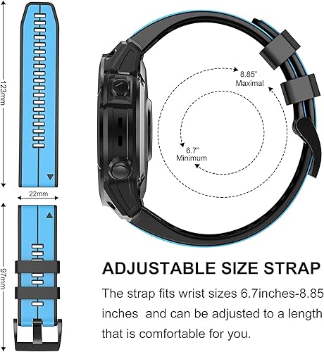 Miniatura 4 de Correa de reloj de 0.866 in compatible con Garmin Fenix 5, bandas de silicona suave de 0.866 pulgadas para Fenix 5Fenix 5 PlusFenix 6Fenix 6