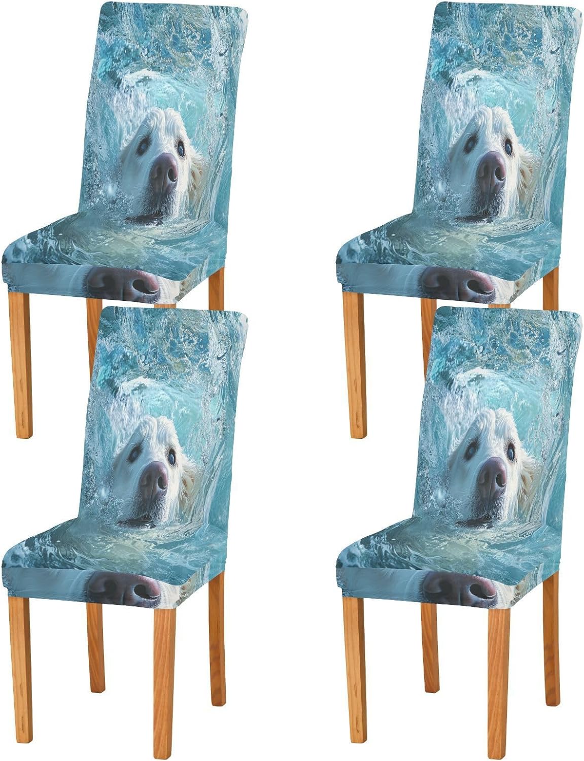 ALAZA Chair Covers for Dining Room, Labrador Swims in The Sea Stretch Chair Cover Sets Chair Protector Removable Washable for Ktichen Restaurant Hotel