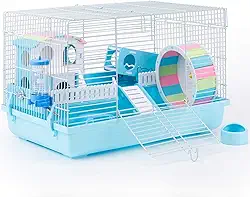ROBUD Gaiola grande para hamster, habitat de refúgio de gerbil para animais pequenos (azul)
