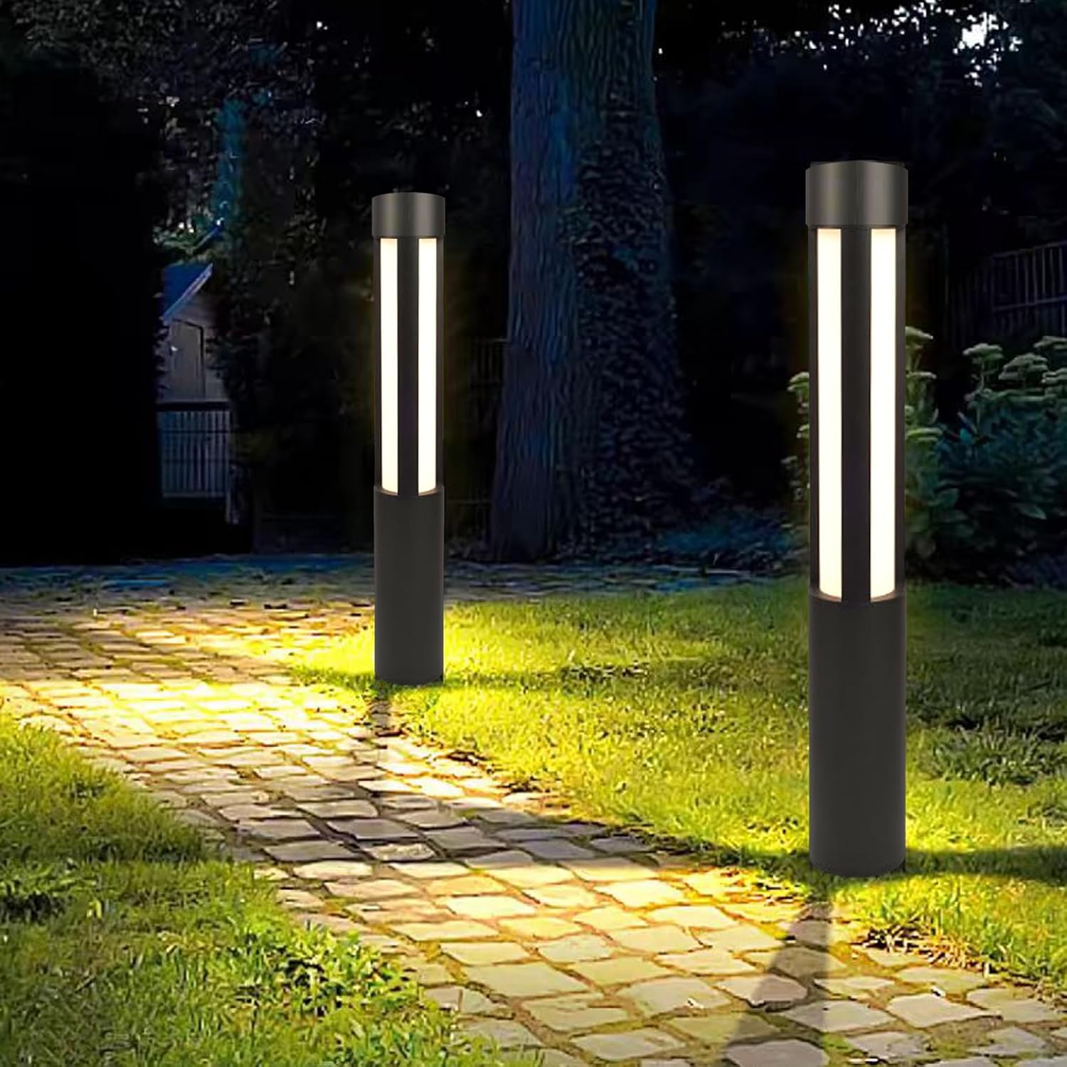 Landscape Path Lights, 32 Inch Black Stainless Steel LED Outdoor Pathway Light Fixture, Waterproof IP54, 110V/12V E26 Base, Perfect for Garden, Yard, Walkway
