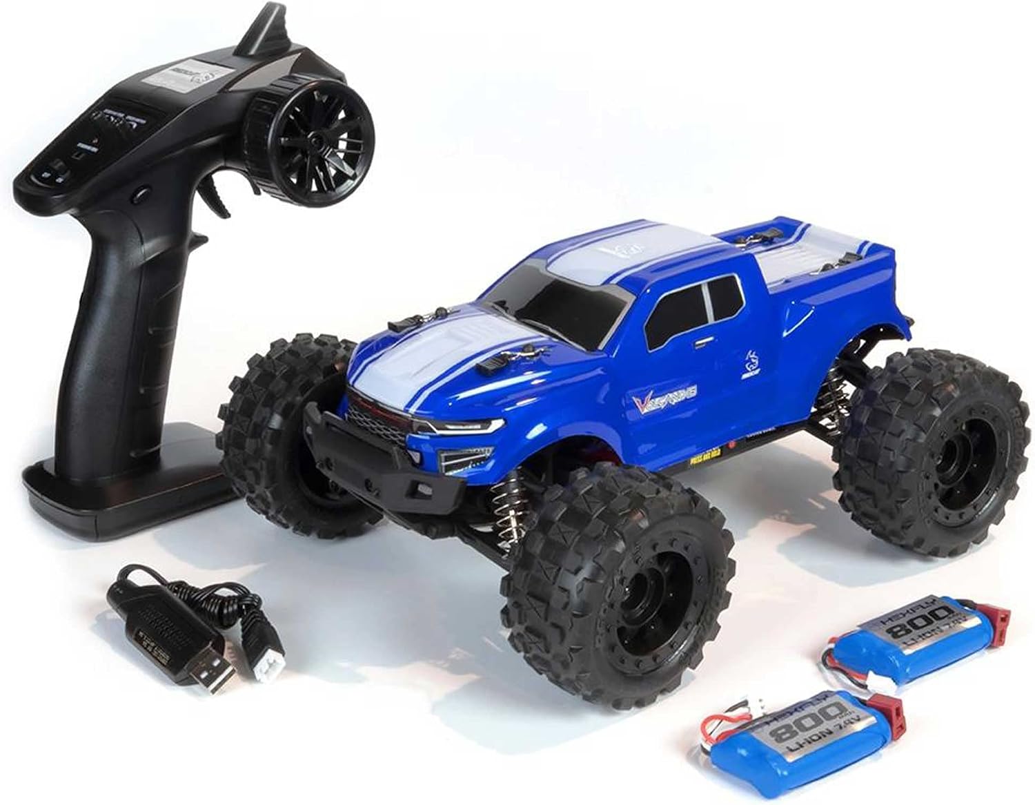 Redcat Racing Volcano 16 1/16 Scale RC Monster Truck – Electric Remote Control Car with 4WD, LED Lights, 2.4GHz Radio, 2 Rechargeable Li-Ion Batteries & Charger - Blue