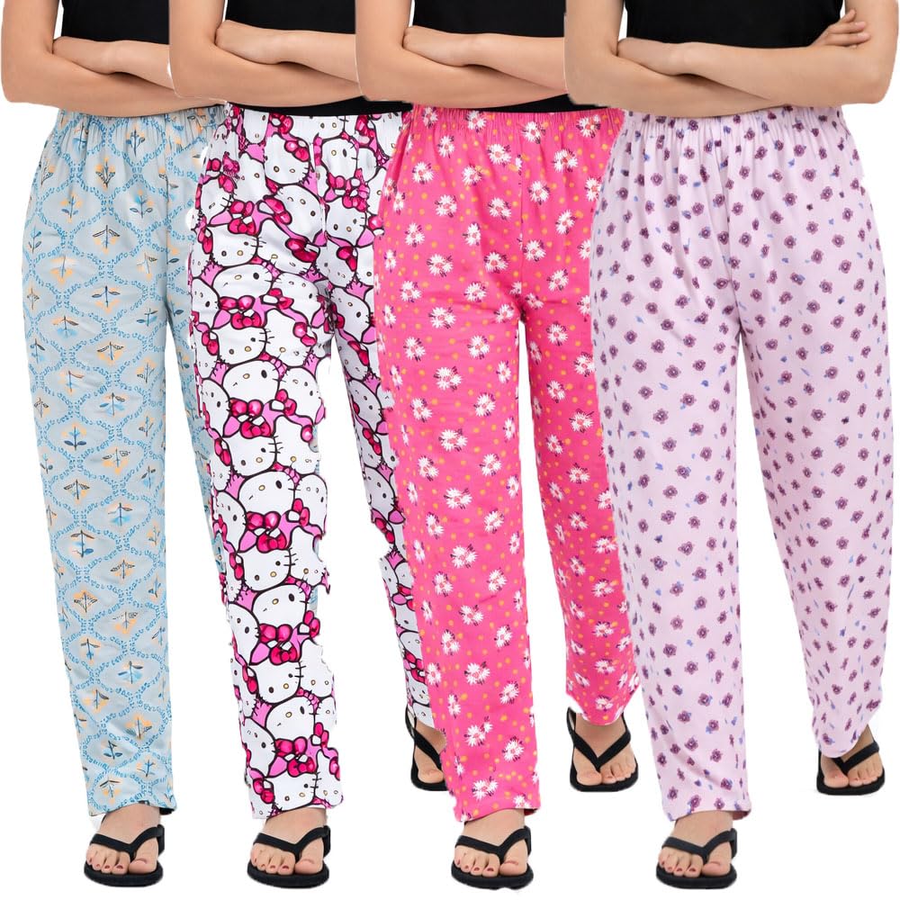 Womens Pyjama Pant for Girls 4Pack (Prints May Vary)-picture-29