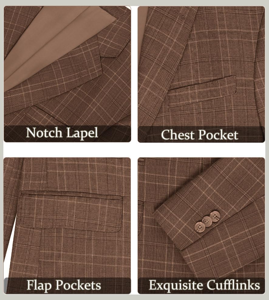 Men's Casual Blazer Slim Fit Suit Jacket for Men Plaid Blazer 2 Buttons Sports Coats for Mens Lightweight Blazers - Image 6