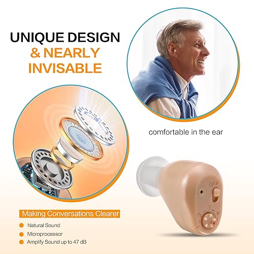 Miniatura 3 de Amplificador de sonido recargable Turbo Ear  Pequeño e invisible, mini dispositivo amplificador de sonido  Mejora el sonido para personas mayores y