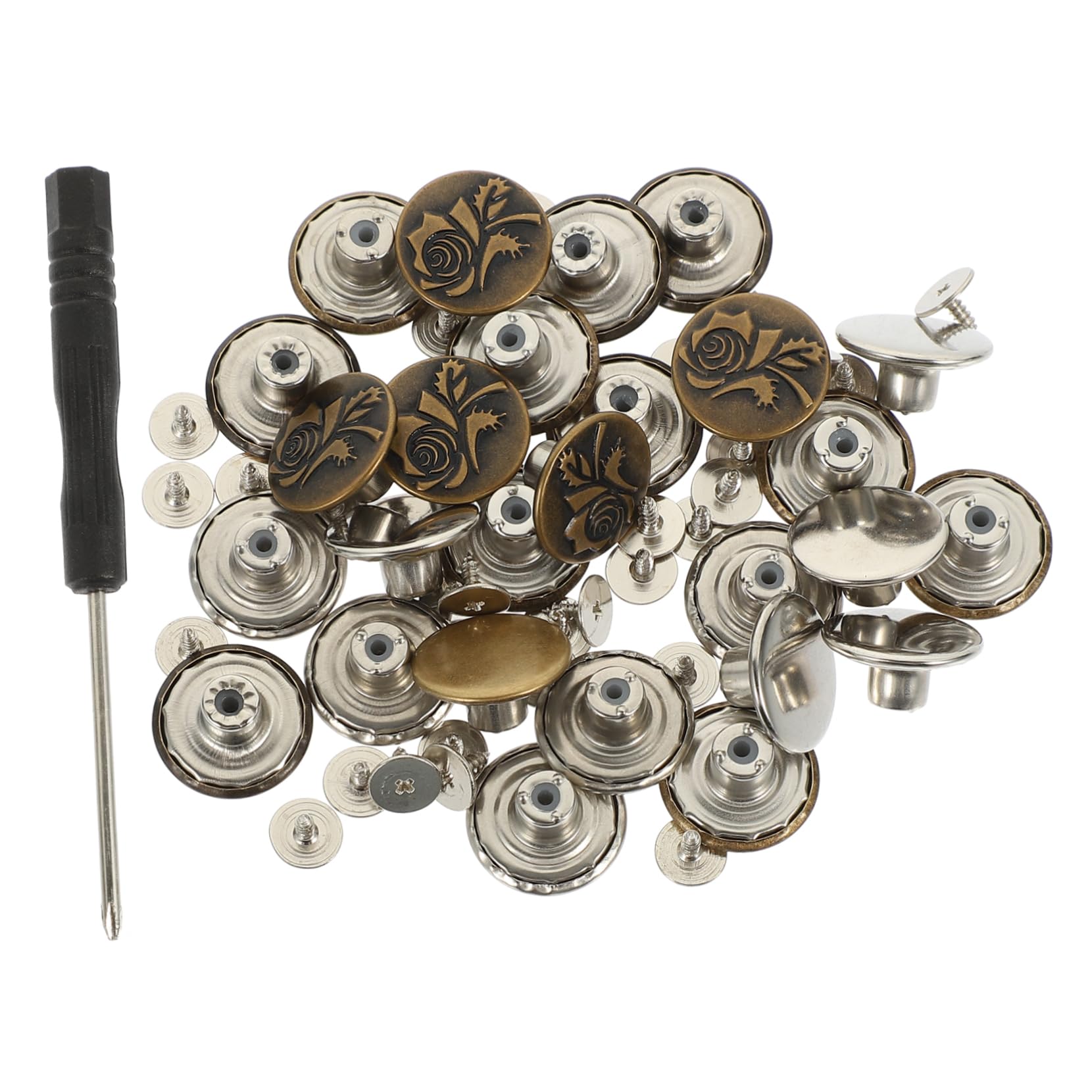 NUOBESTY 15sets Fibbiette Regolabili Per Cucitura Chiusure Per Jeans e Della Con Cacciavite Per Modifiche