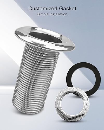 Miniatura 18 de Ajuste corto recto a través del casco de púas con tuerca y junta personalizada para barco RSV Yate, acero inoxidable marino 316 a través del casco