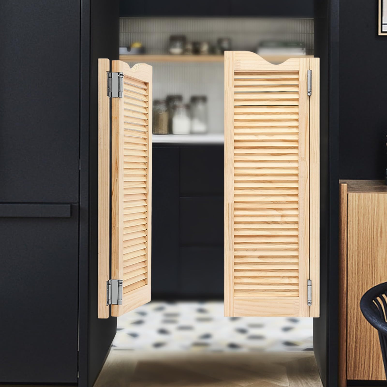 Puerta abatible de madera de pino – Doble puerta interior – Estilo casa de campo – Montaje en pared (madera, 107 x 76 cm)