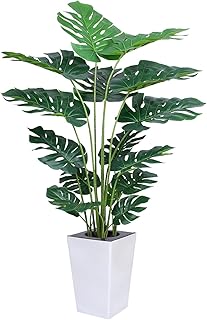 Artificial Monstera Plant 5ft, Realistic Fake Plants with Silk Leaves & ...