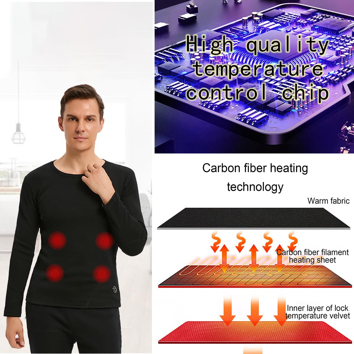 Ropa Interior térmica con 20 Zonas y 3 temperaturas Regulables. Ropa Interior de Exterior para climas fríos