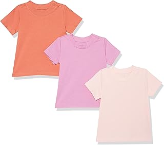 Amazon Essentials Unisex Babies' Organic Cotton Short Sleeve T-Shirt (Previously Amazon Aware), Pack of 3, Pink, 18 Months