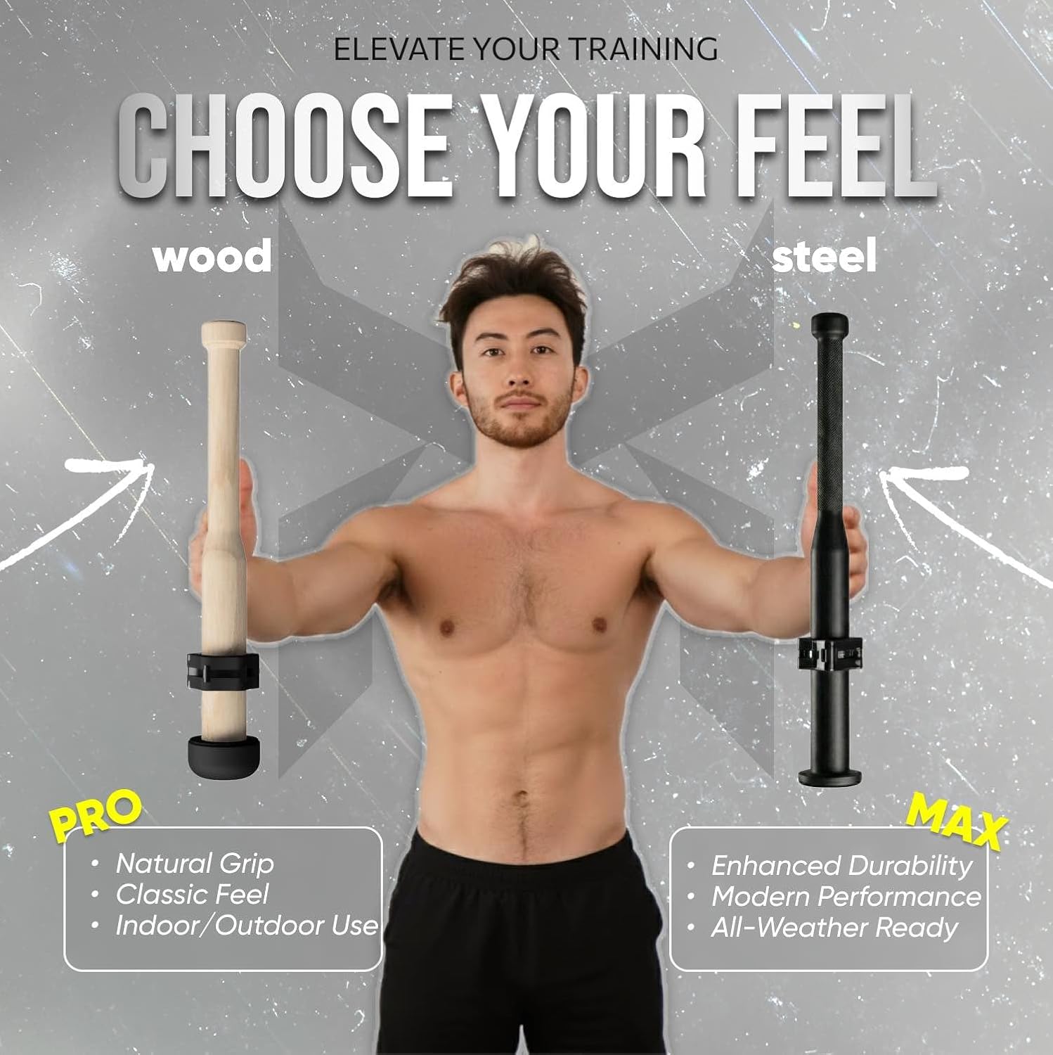 EZ-CLUB V2 PRO: Plate Loaded Adjustable Club For Strength Training, Rehabilitation Shoulder & Forearms Workouts. Holds up to 70lbs