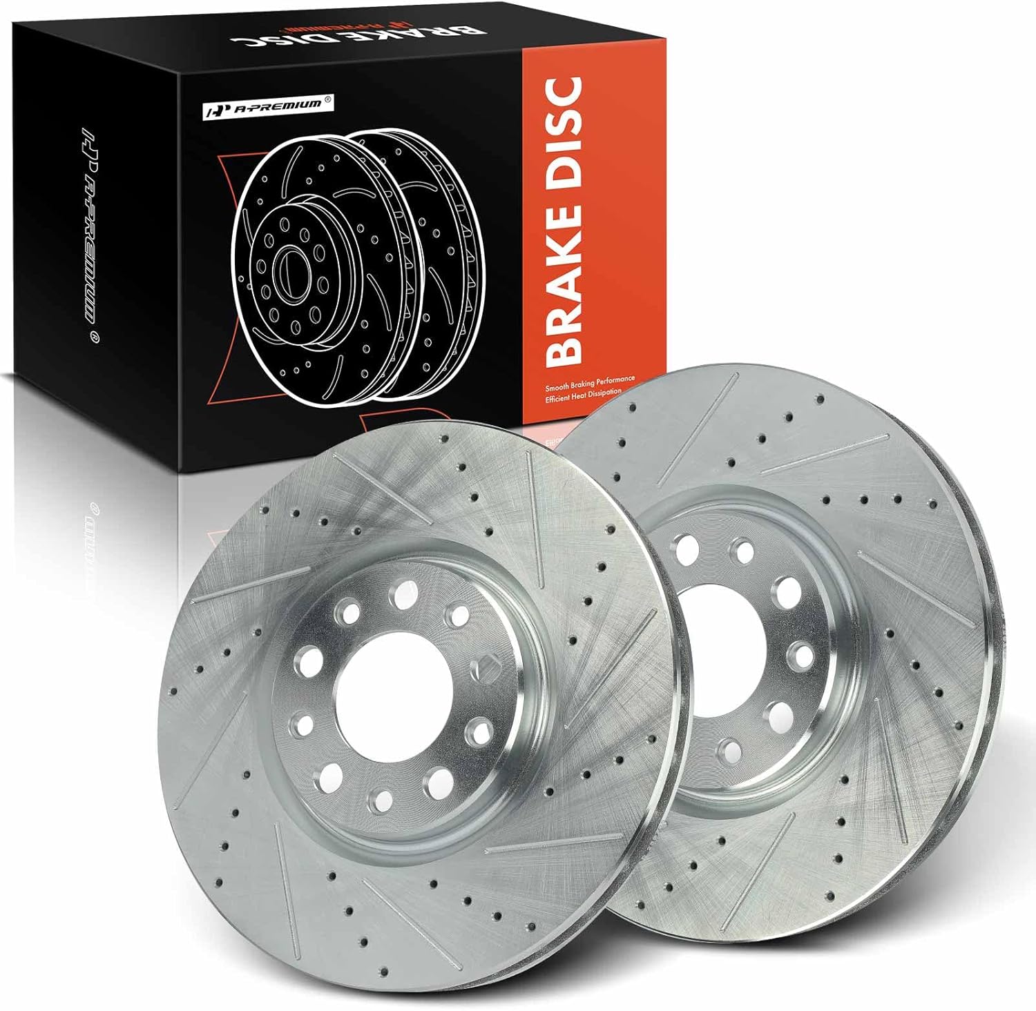 A-Premium 12.01 inch (305mm) Front Drilled and Slotted Disc Brake Rotors Compatible with Select Jeep, Chrysler, Dodge and Fiat Models - Compass 2017-2022, 200 2015-2017, Dart 2013-2016, 500X, 2-PC Set