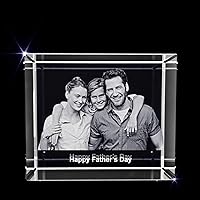 Vista 7 de Cristal grabado con foto 3D personalizada (rectángulo grande (3.1 x 4.7 x 2.4 pulgadas)