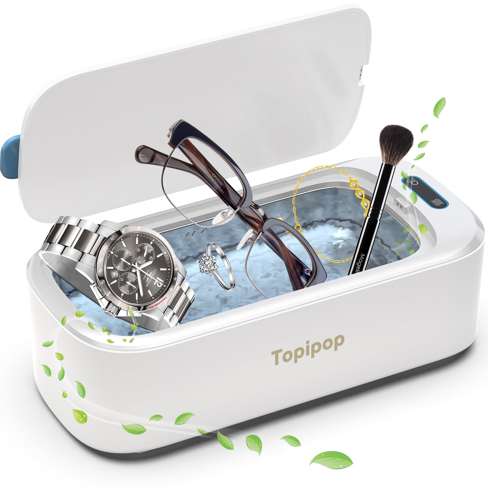 Topipop Ultraschallreinigungsgerät, 48000Hz Ultraschallreiniger, 550 ml brillenreinigungsgerät, 2 Modis Ultrasonic Cleaner zum Reinigen von Brillen, Schmuck, Uhren, Ringen, Rasierklingen Etc (White)