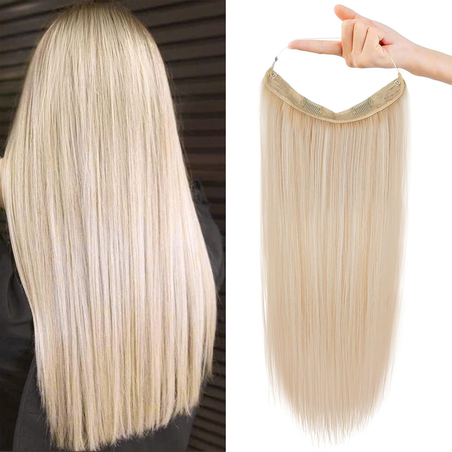 REECHO Invisible Wire Hair Extensions with Transparent
