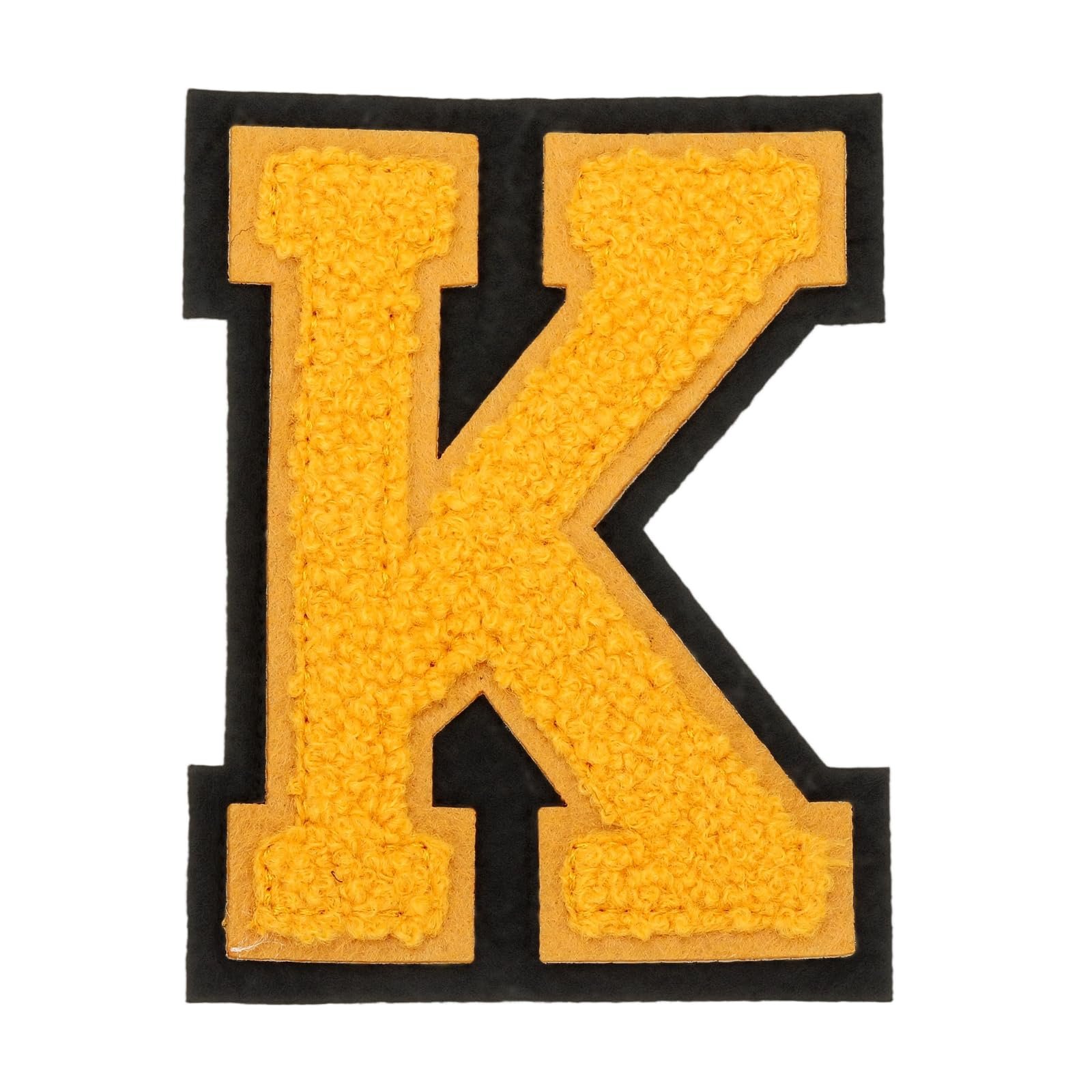 sourcing map 4" Chenille Letter Patches,Yellow Chenille Initial A-Z Embroidered Patches Sew Iron on for DIY Supplies T-Shirt Clothing Jacket Bag (Letter K)