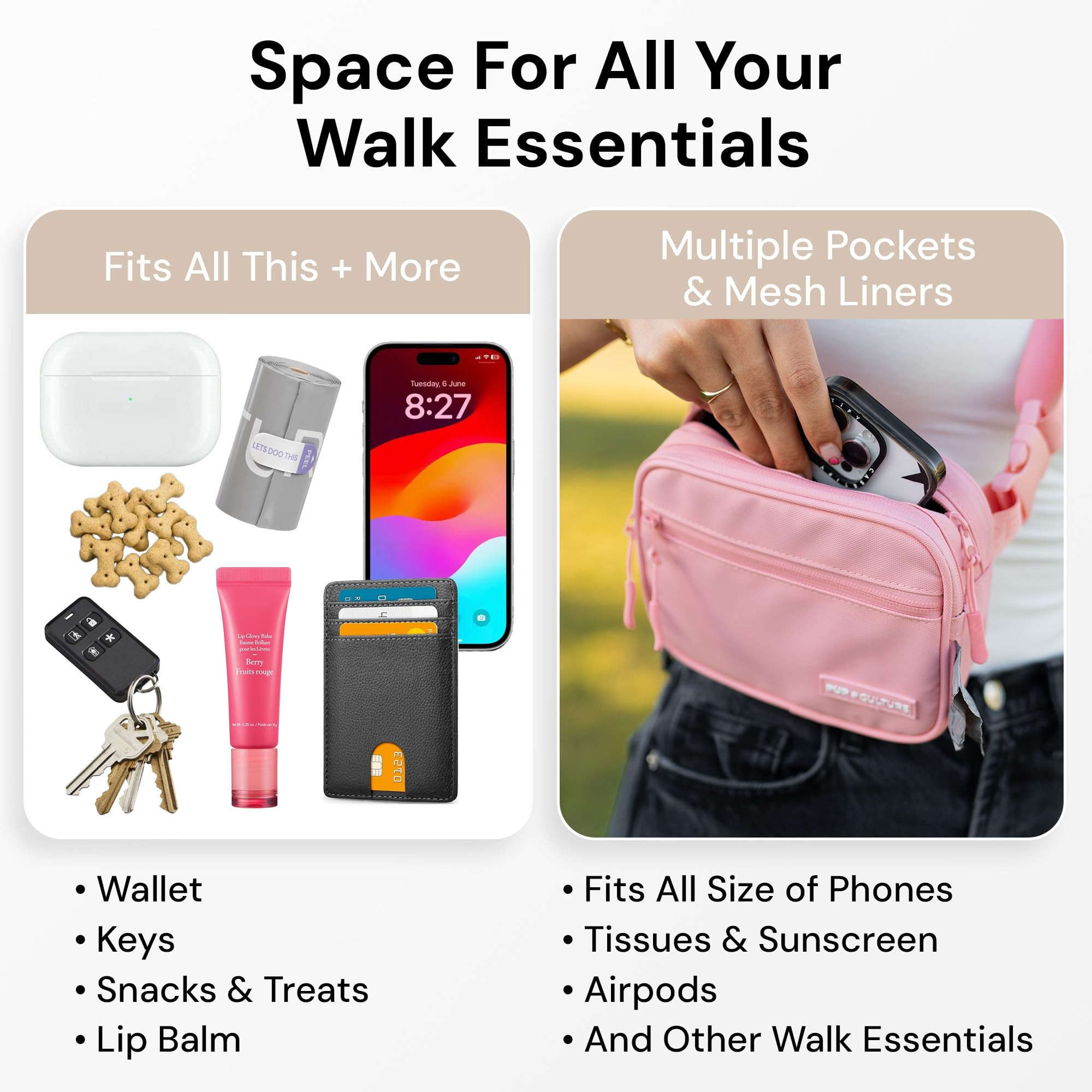 Pup Culture Leckerli-Tasche für Hunde mit Kotbeutelspender und abnehmbarem Leckerlibeutel, Cross-Body-Hundetasche, das perfekte Welpen-Trainingsgerät und noch besseres Geschenk
