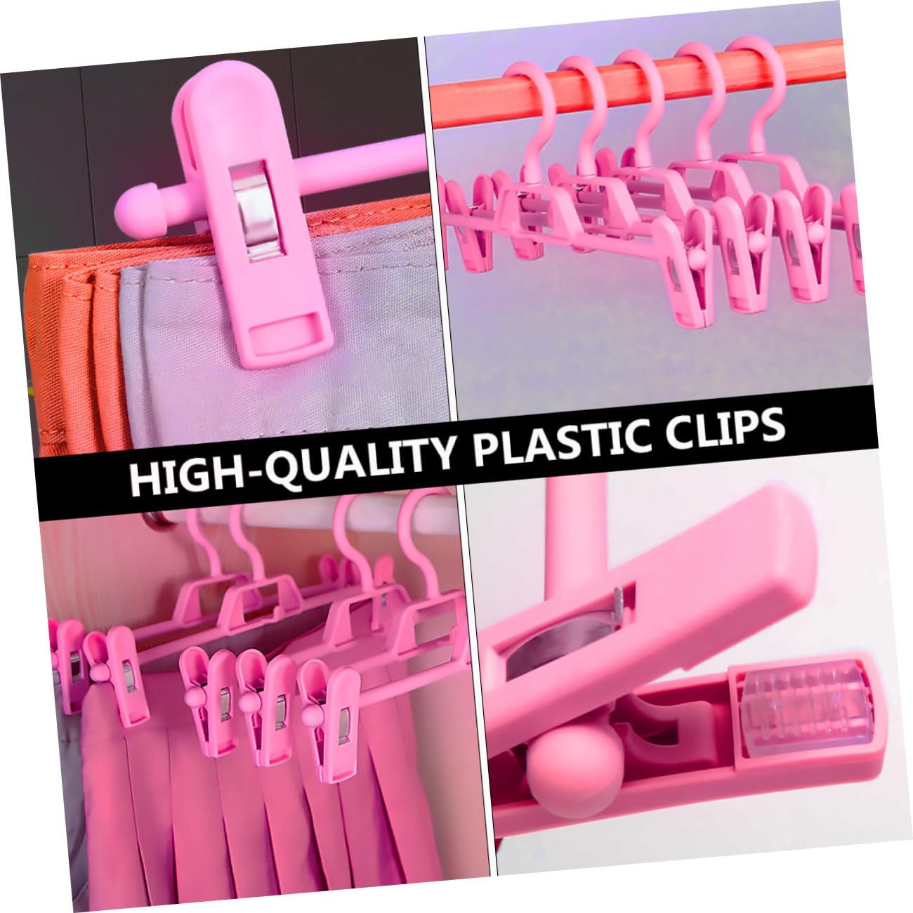 Percha para Pantalones de Plástico Rosa 10 Piezas, Ajustable