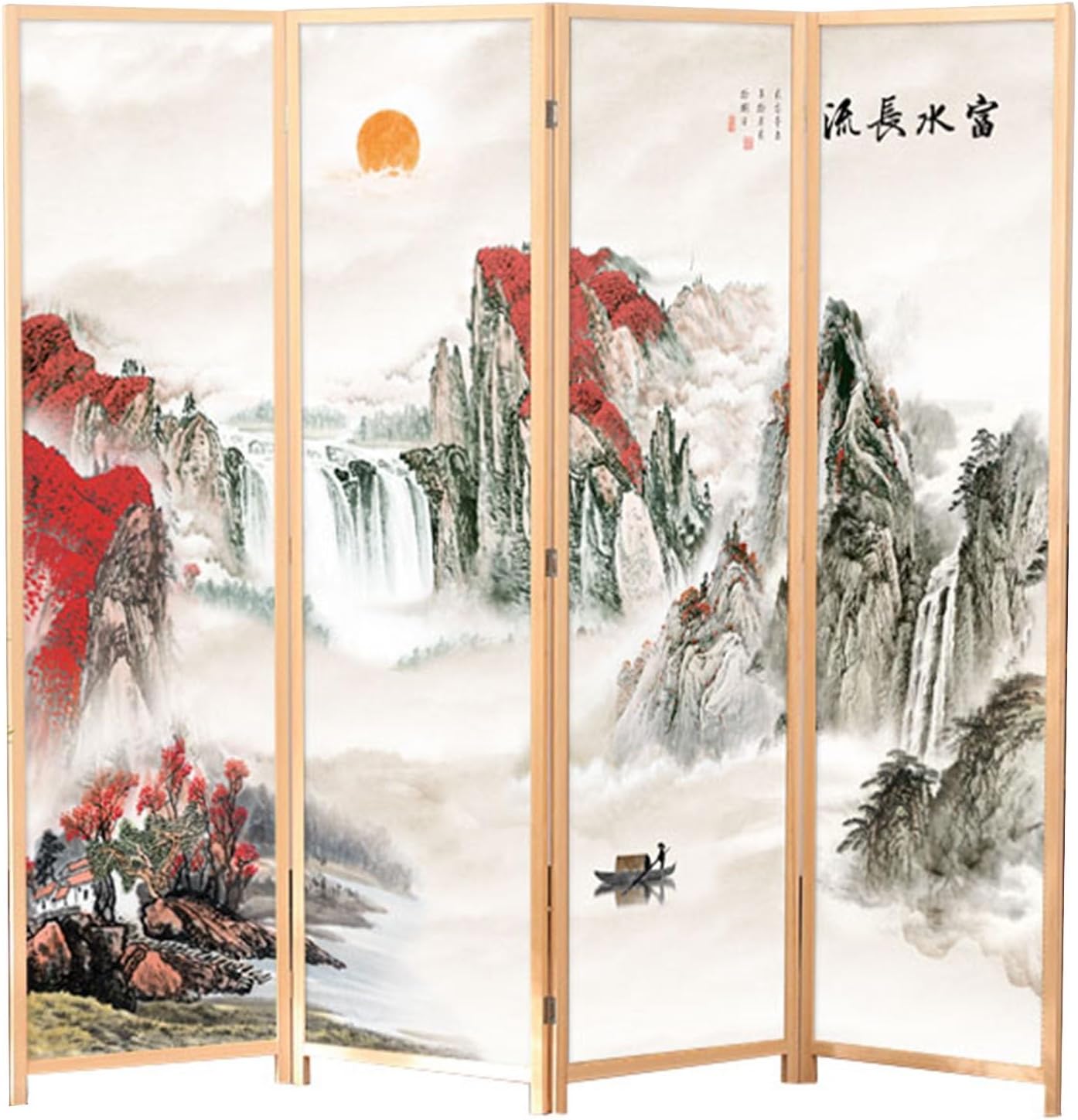 Room Dividers and Folding Privacy Screens, 6.5 Feet Tall Partition/Separator with Japanese Style Pattern, 4-7 Panels for Internal Office and Bedroom