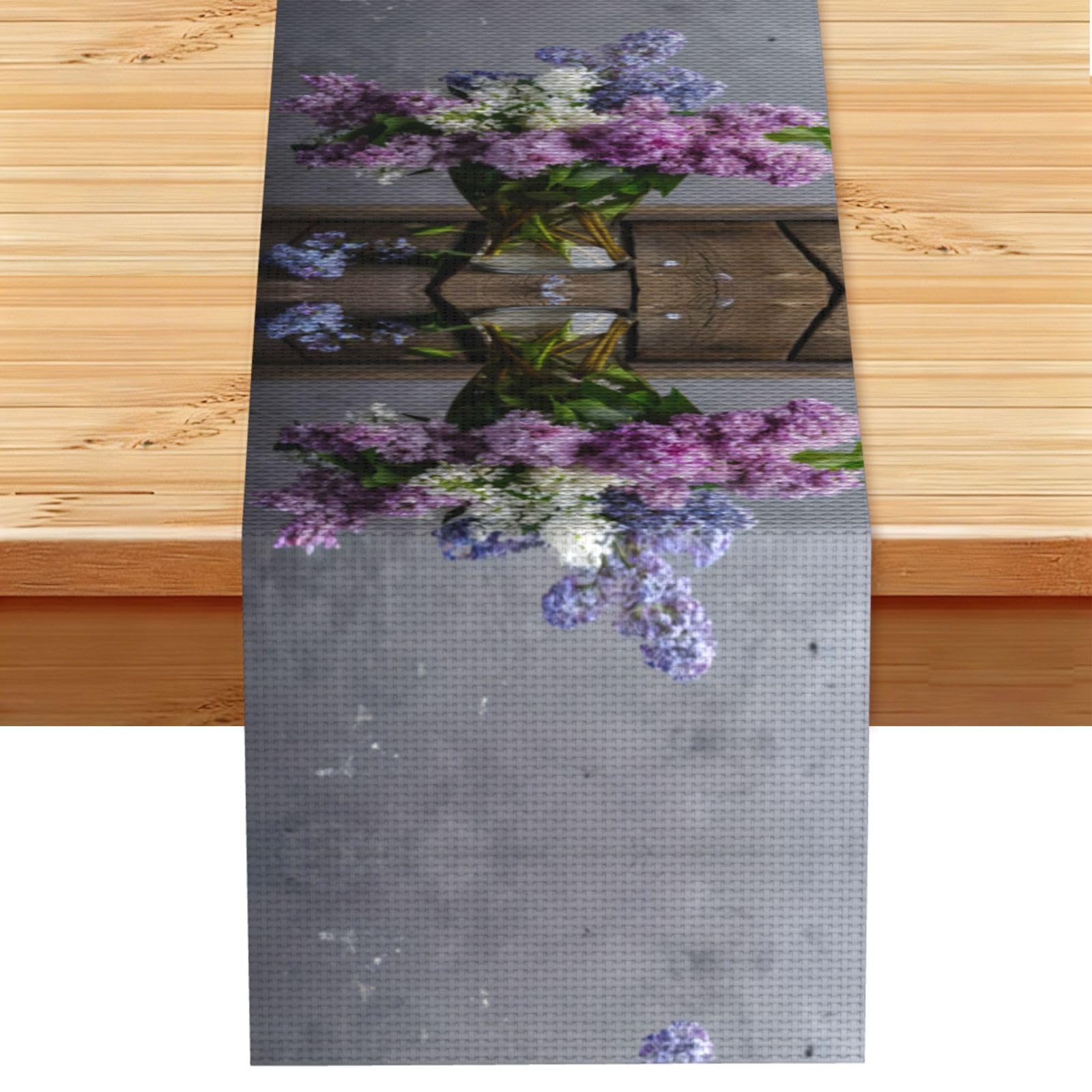 Flowers Linen Feel Table Runner Wedding Party Home Decoration