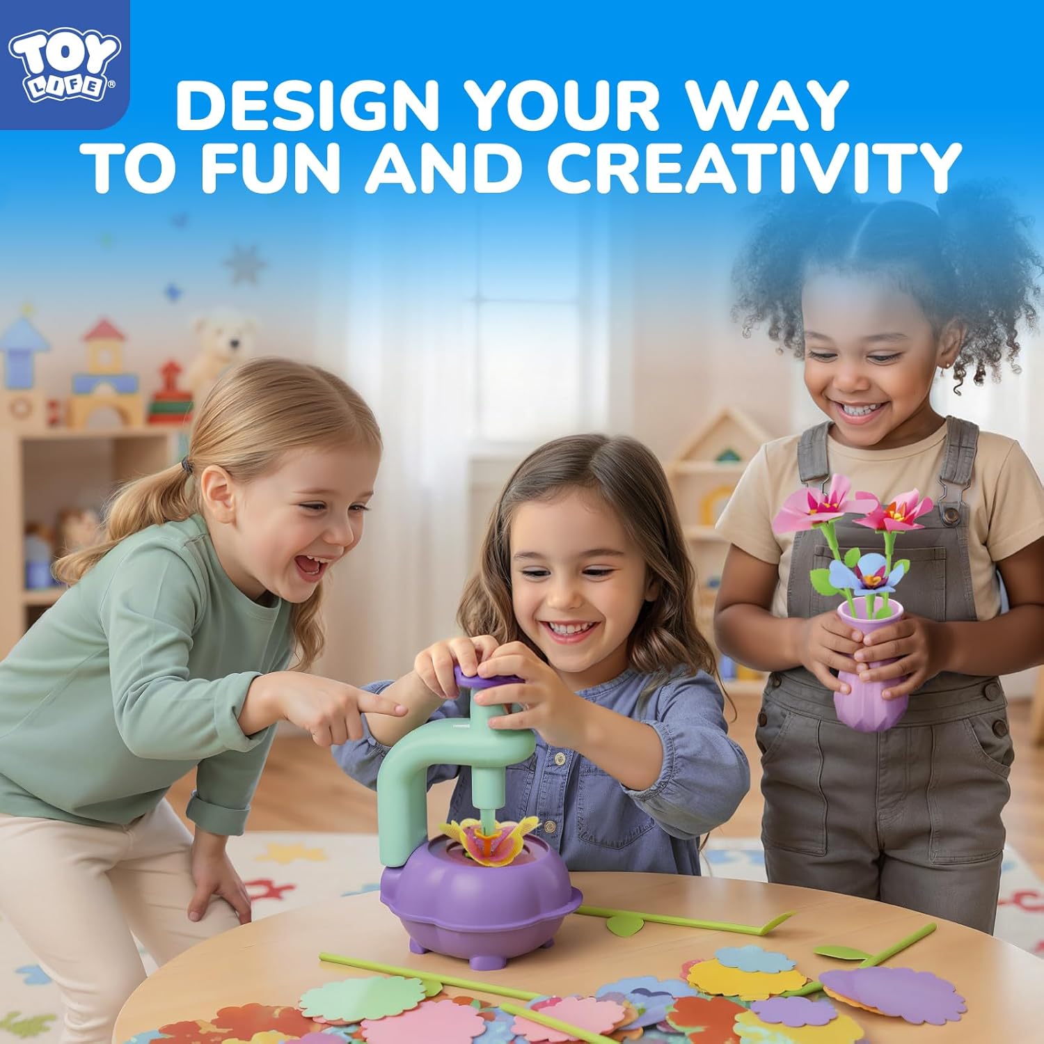 TOY Life DIY Flower Bouquet Making Kit for Girls - Creative Fabric Flower Craft Kit for Kids Ages 4-8, Educational Birthday Valentine's Day Gift for 5, 6, 7, 8 Year Old Girls, Arts and Crafts Toys - Image 2