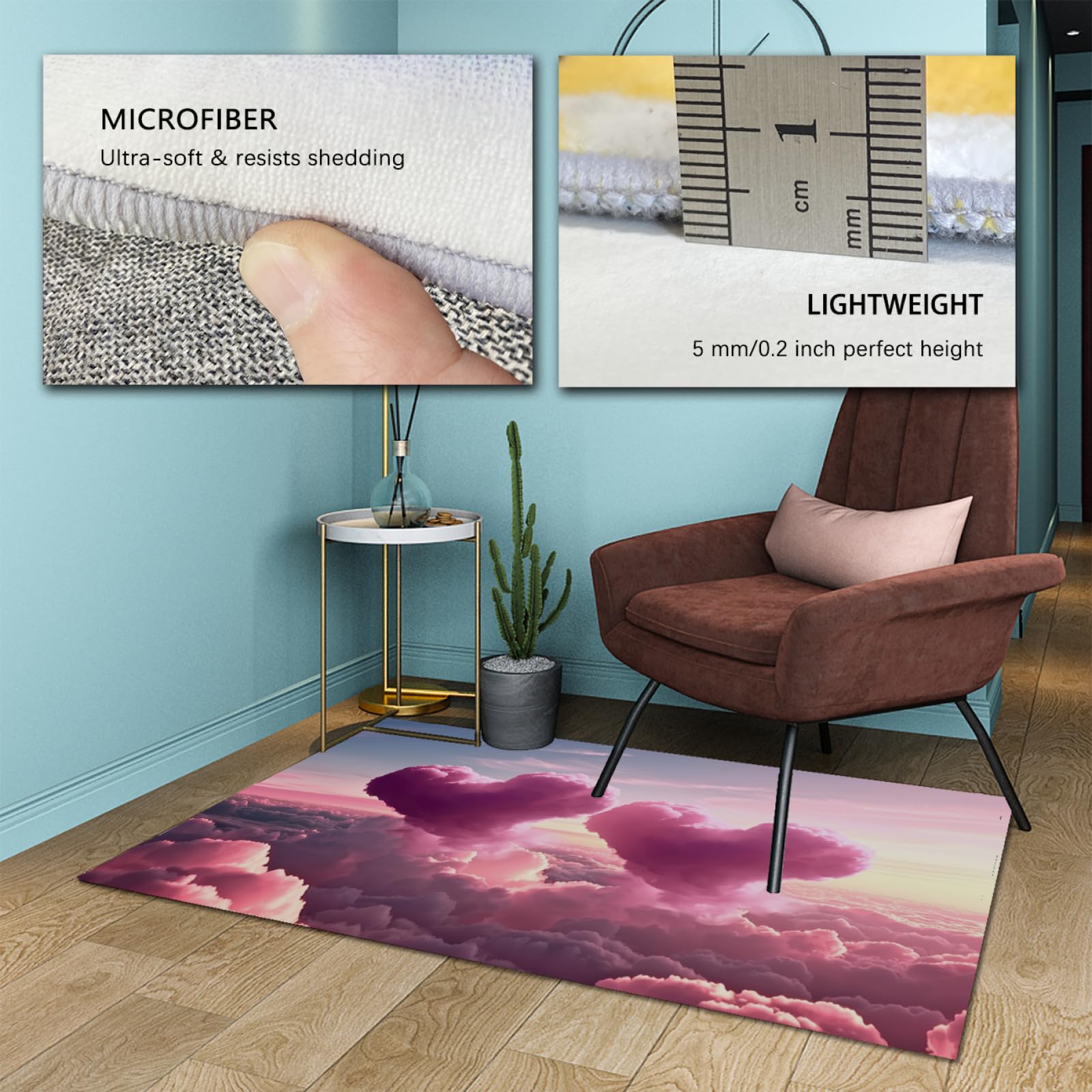 Walentynkowe dywany romantyczna miłość obszar dywan różowy puszyste chmury nadruk dywan do salonu sypialni dekoracja ślubna mata podłogowa 120 x 170 cm