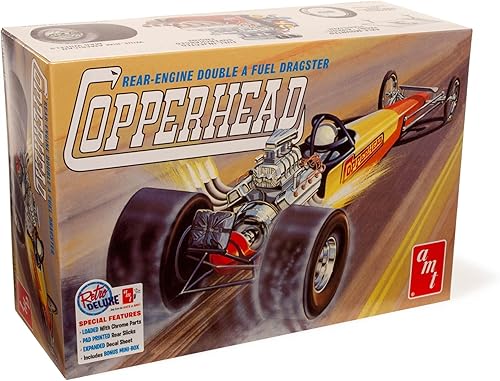 AMT Skill 2 Kit de modelo 1934 Copperhead Motor trasero Doble A combustible Dragster Modelo a escala 125