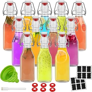 ZEBEIYU 12 Pack 8.5 oz swing top glass bottles,flip top glass bottle with airtight lid for home brewing,kombucha,kefir,vanilla extract,beer,oil,vinegar,homemade juices,soda,beverages,2nd fermentation