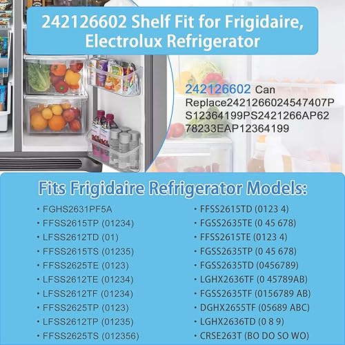 Miniatura 5 de 242126602 - Contenedor de repuesto para puerta de refrigerador compatible con Frigidaire, Gibson, Kelvinator. Reemplaza 547407 AP6278233 PS12364199