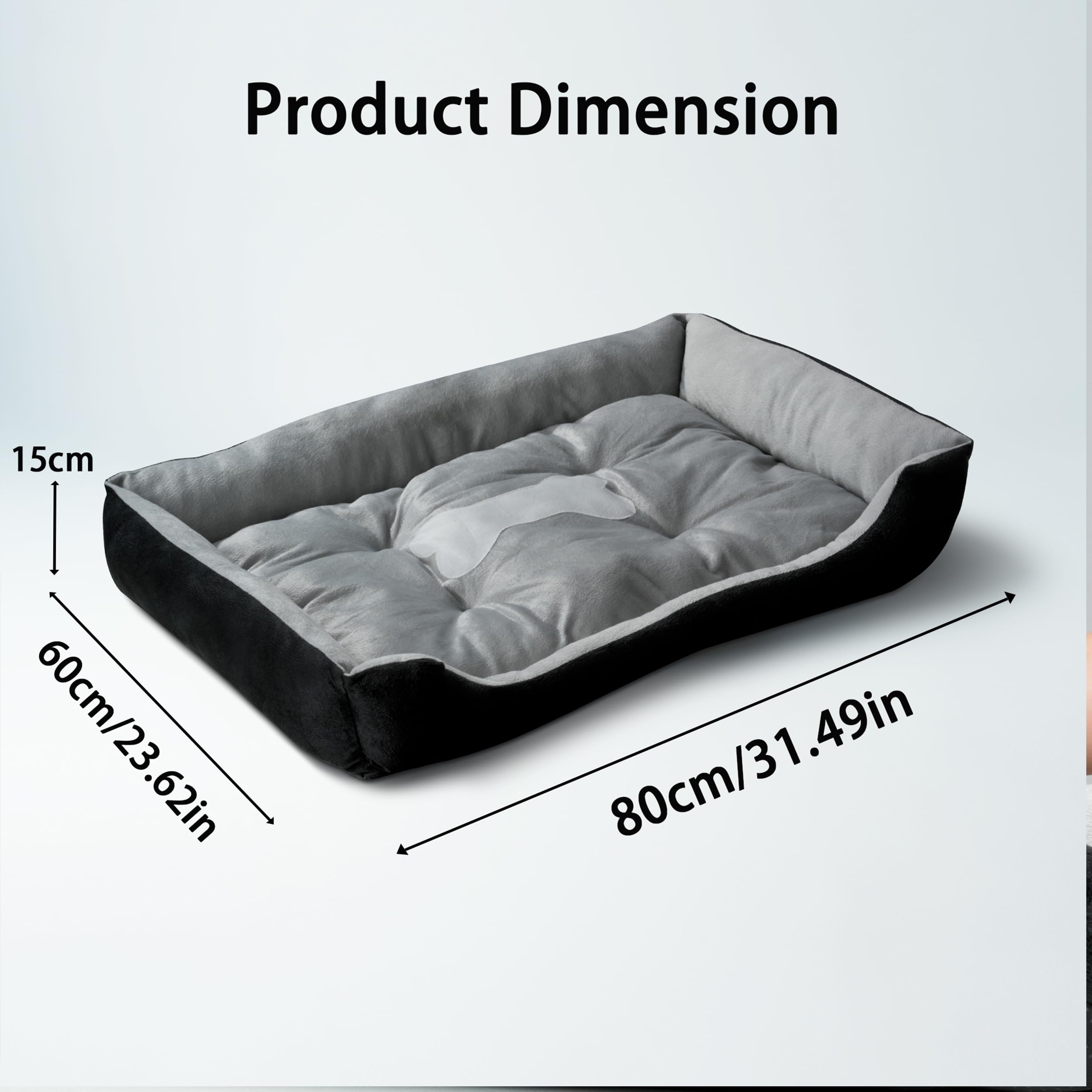 Divano Per Cani VEVOR Grande - 91x58.5x41.5 Cm, Vellutato, Grigio, Portata 50 Kg - Foto 6
