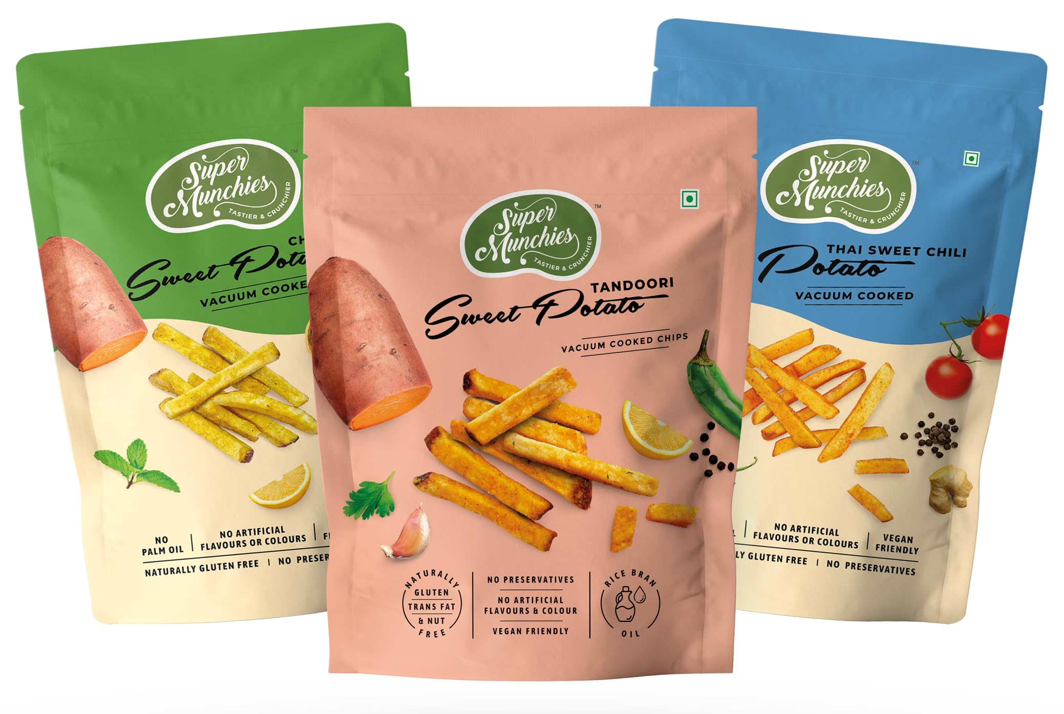 SUPER MUNCHIES Vacuum Cooked Root Vegetable Mix (Tandoori Sweet Potato, Chili Mint Sweet Potato, Thai Sweet Chili Potato) Vegan, Gluten Free, No Preservatives, Zero Trans Fat (1 count (Pack of 3)) (B0D8JMFTDV) Amazon Price History, Amazon Price Tracker