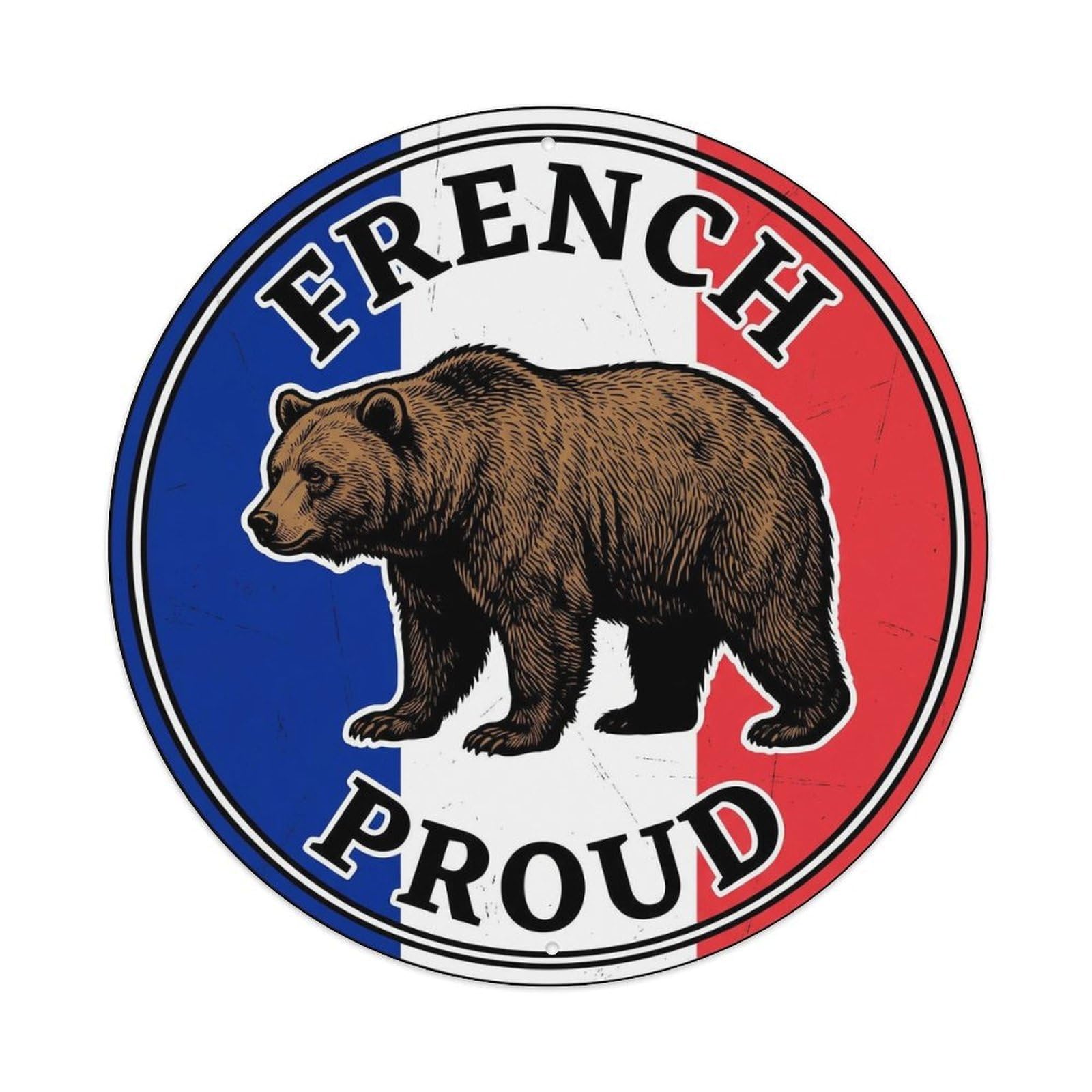 Olhnbad Style French Proud Bear Wildlife National Emblem Metal Tin Sign