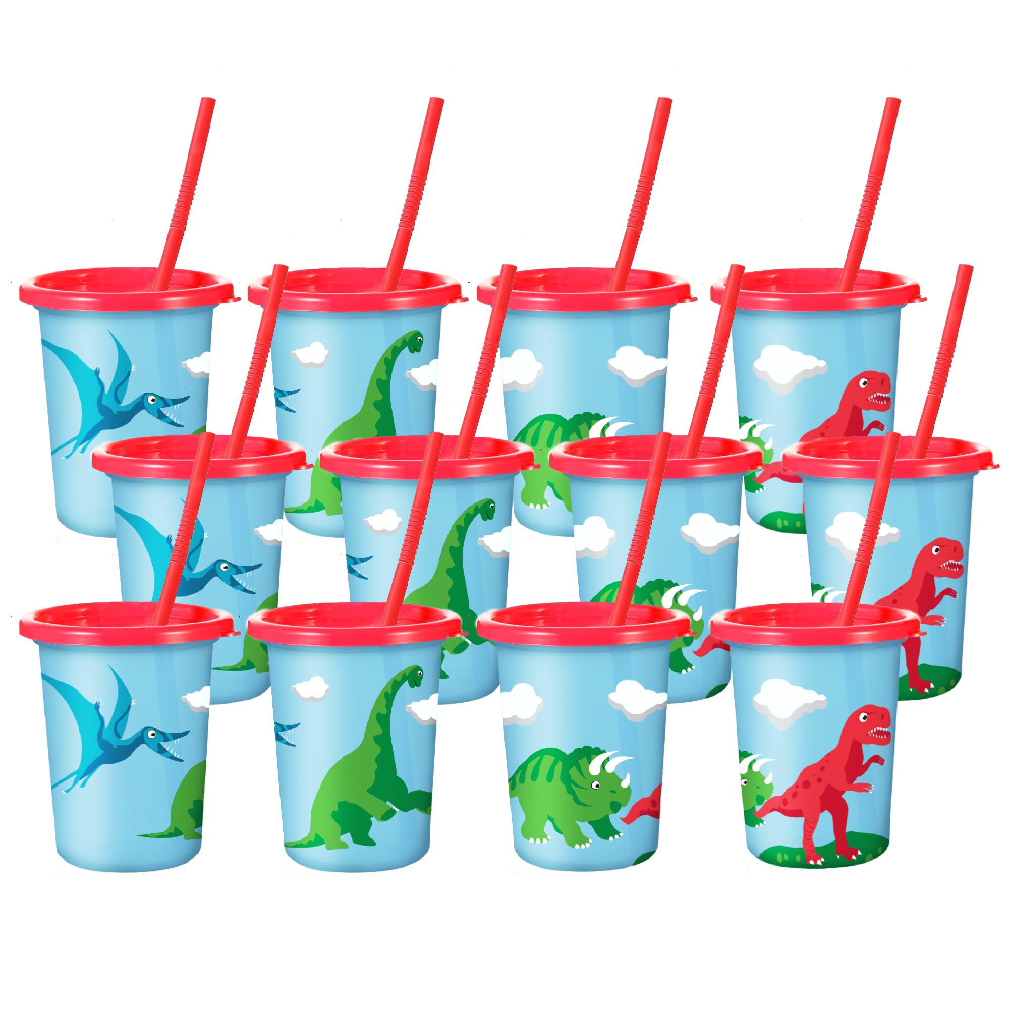 Vaso De Viaje De Dinosaurio, Botella De Agua De Dibujos Animados Para Adultos, Tazas De Picnic Con Pajitas, Taza De Café Helado, Taza De Plástico Reutilizable, Regalo De Cumpleaños