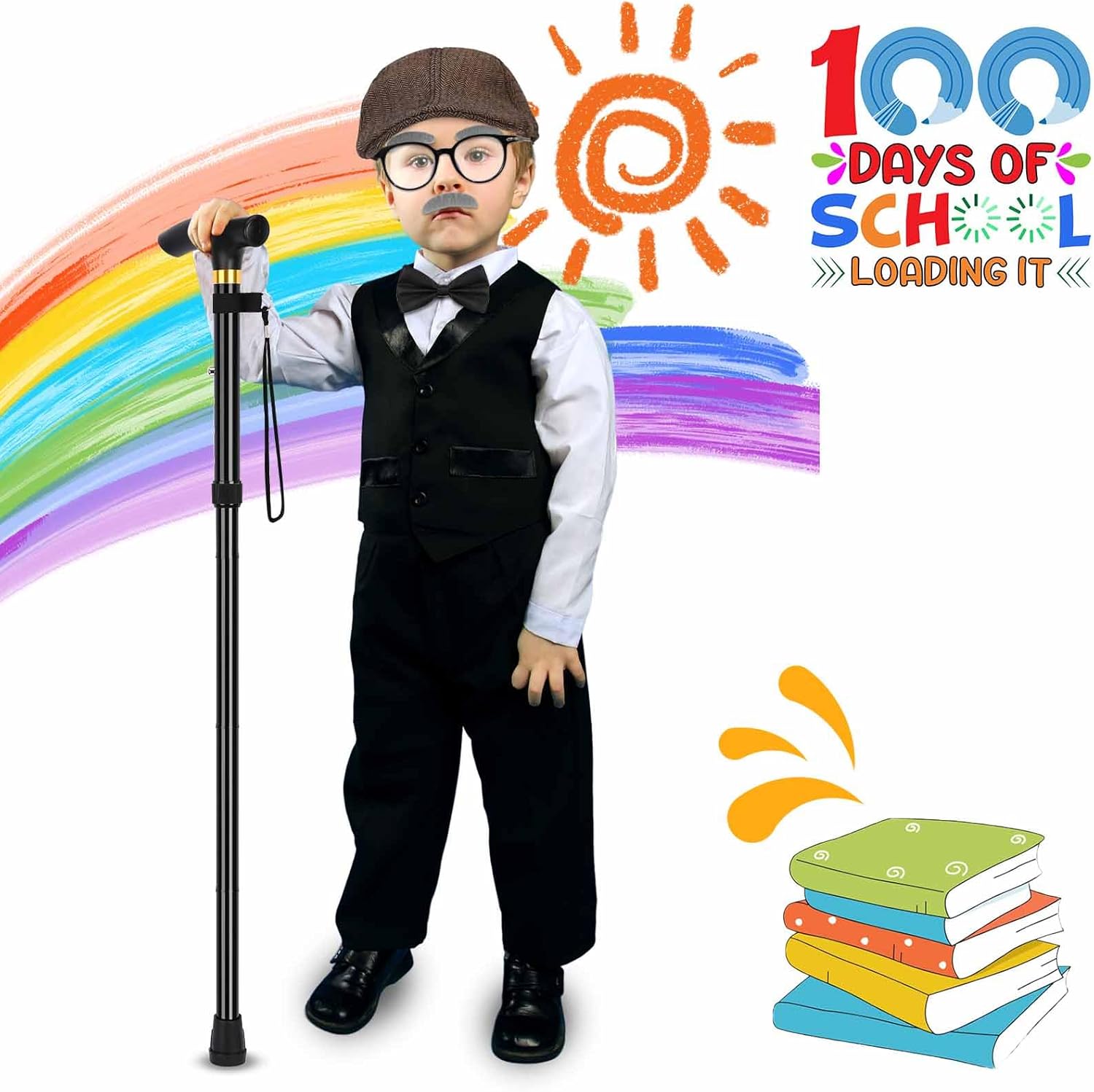 Old Man Costume for Boys,100 Days of School Costume Set for Kids 100th Day of School Grandpa Dress Up - Image 7