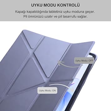Klasse Apple iPad 10.9 inç 2022 10. Nesil Uyumlu Smart Kılıf, Apple Pencil Kalemlikli, Trifold, Esnek, Mat, Darbeye Tam Dayanıklı Tablet Kılıfı (Lila)