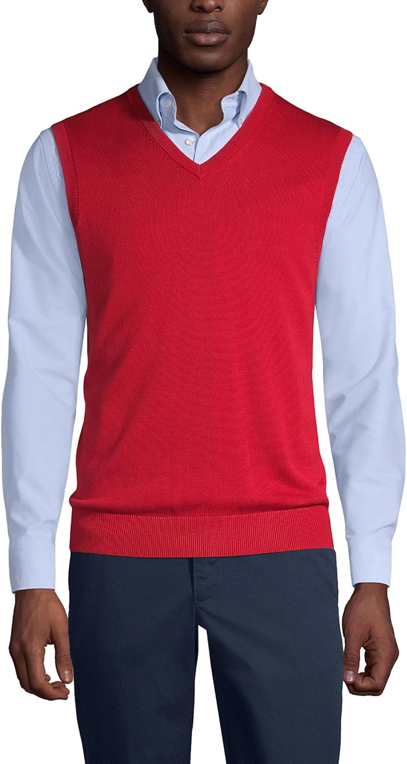 Lands' End School Uniform Men's Cotton Modal Fine Gauge Sweater Vest