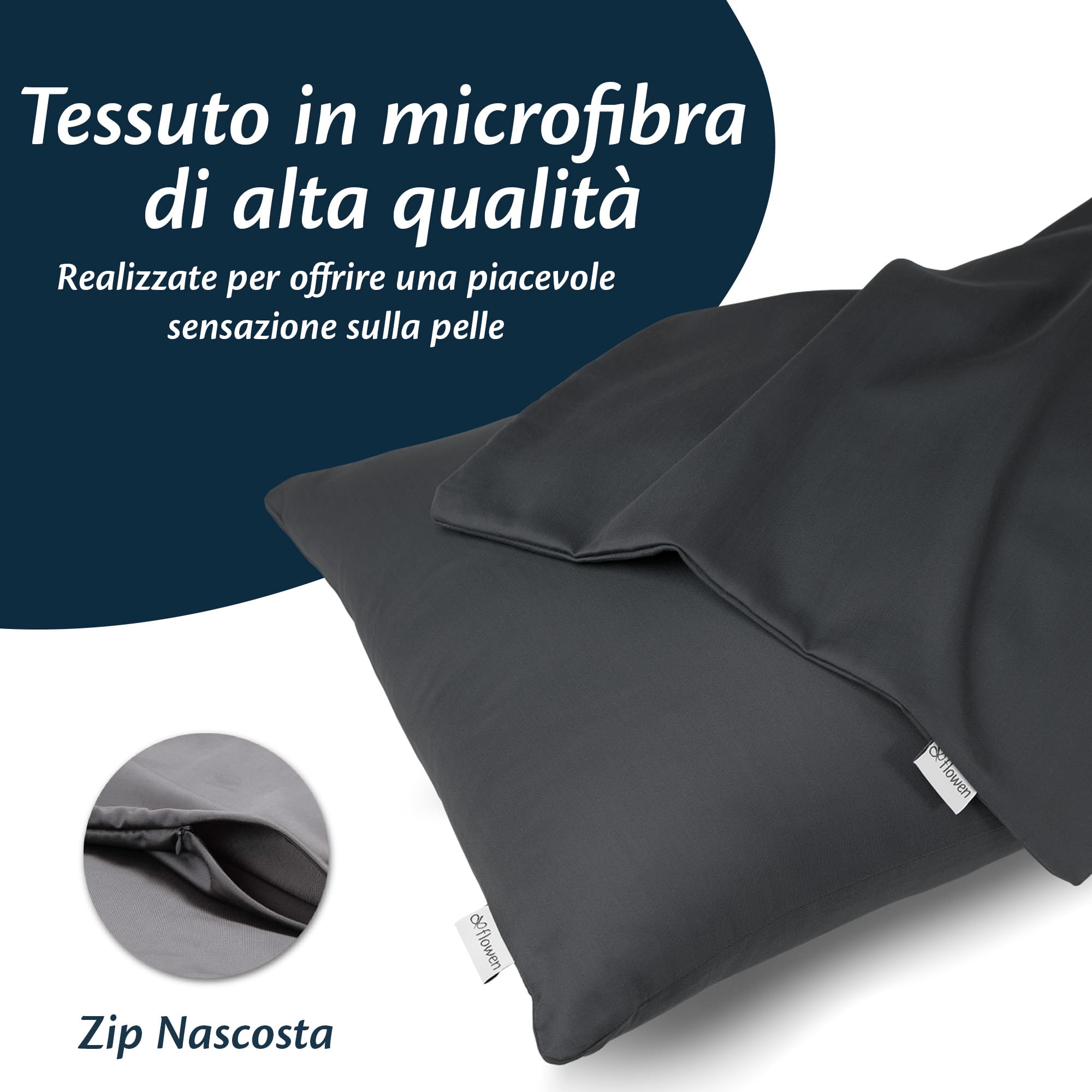 Flowen Federe Cuscini Divano 80x80 Set da 2 Copricuscini in Microfibra Fodere Lavabili e Resistenti 80 x 80 cm Tessuto 100% Poliestere Traspirante Anallergico Antiacaro Ideali per Arredo Casa