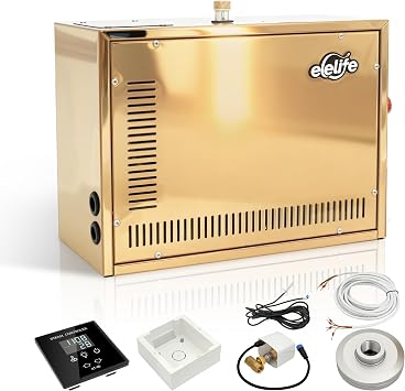 9KW Commercial Self-Draining Steam Generator Shower System Home Steam Bath Spa Generator 30 min to 12 Hours with Auto Drain 95-131F for Suitable Space Heating 9 m3/318 Cubic feet (Steam-Showers)