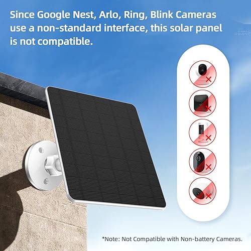 Miniatura 3 de Panel solar para cámara de seguridad al aire libre, cargador de panel solar de 5 W compatible con cámara de batería recargable, con cable de 9.8