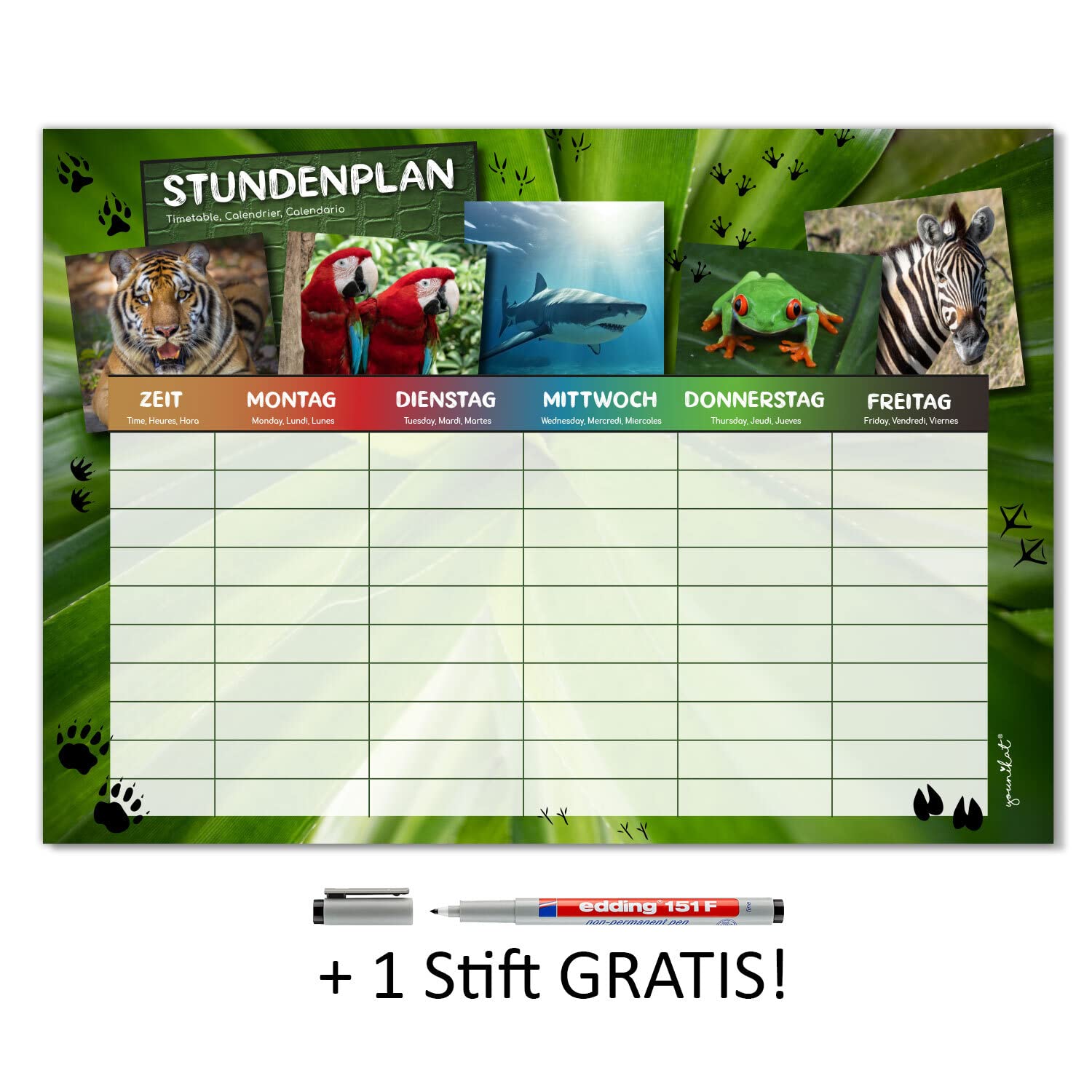 Younikat Stundenplan Abwischbar Selbstklebend - Graffiti Design Inkl. Stift, DIN A4