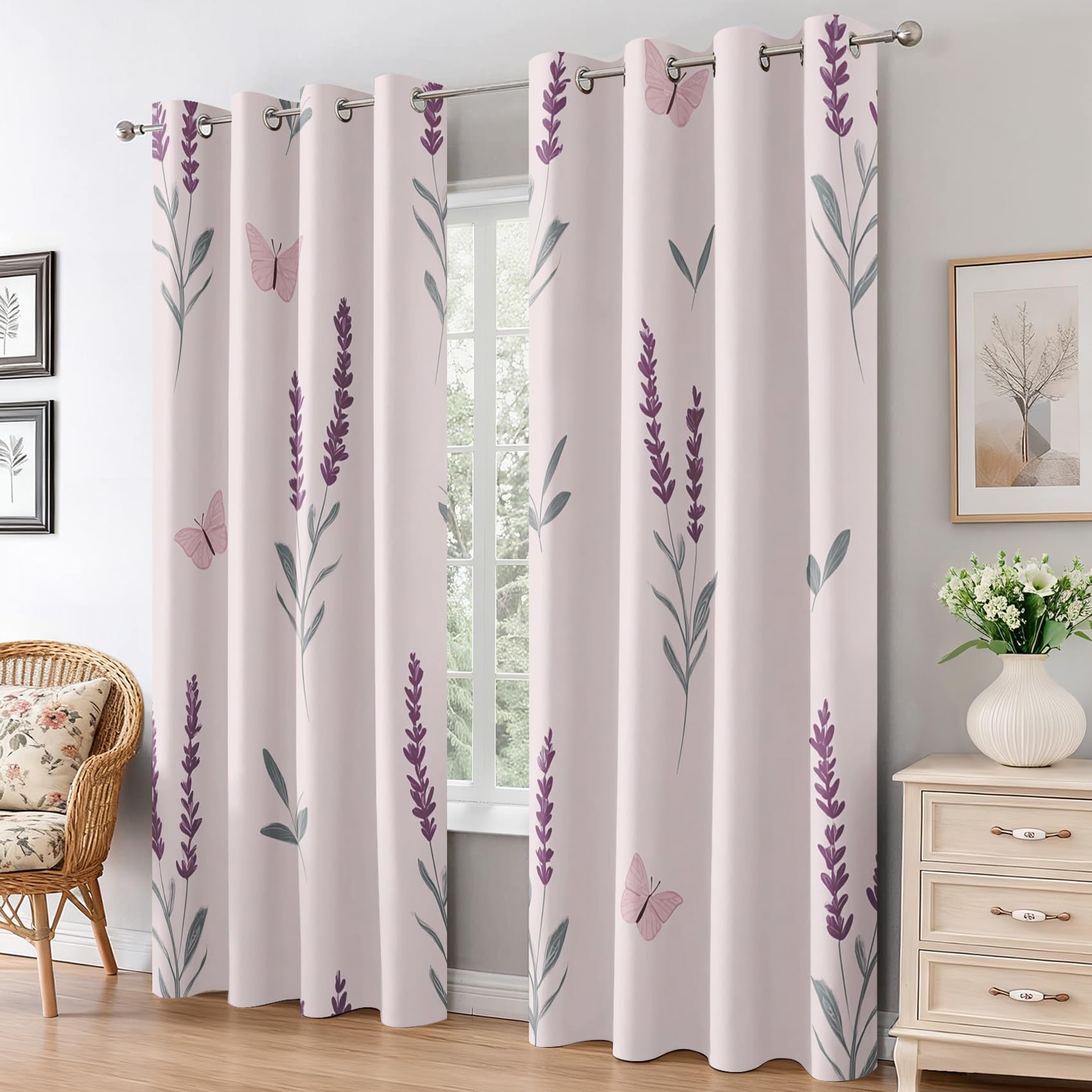 Rideaux occultants haut de gamme 228x274 cm à motif floral