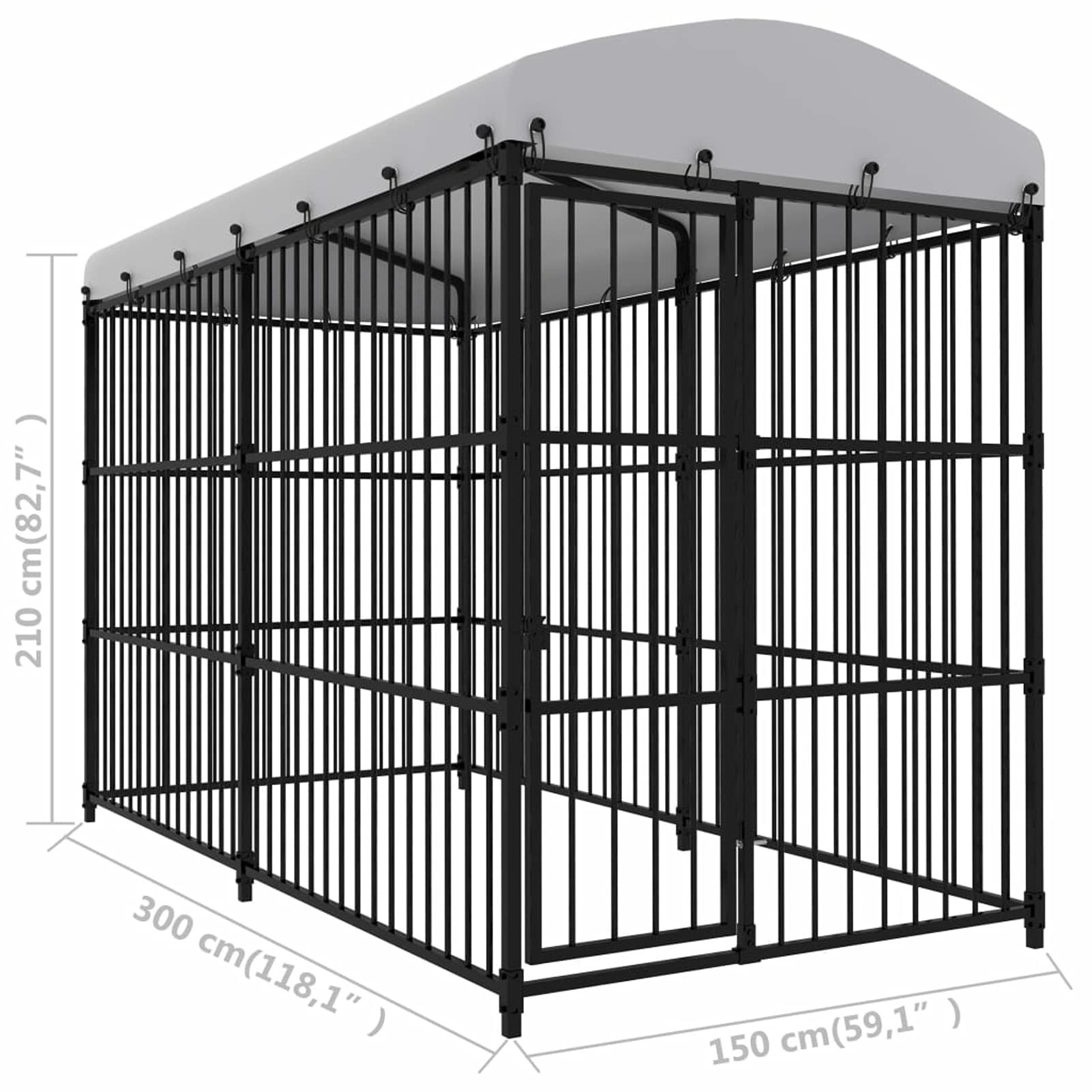 Canile da Esterno con Tetto 300x150x210 cm,Recinti per Cani,Canile da Esterno,Cuccia da Esterno per Cani-170891