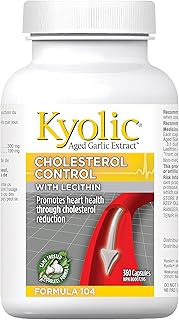 Kyolic - Cholesterol Control with Lecithin, 360 Capsules - Kyolic Cholesterol Formula 104 - Cholesterol Lowering Supplement - Kyolic Aged Garlic Extract Capsules - Heart Health & Immune System Support