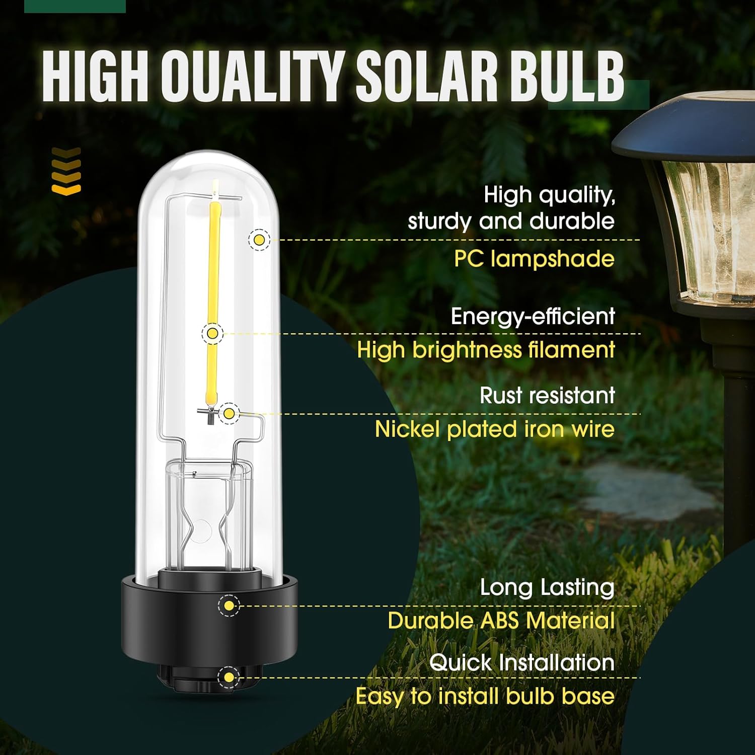4 Pack Solar Light Replacement Bulbs Warm White 3000k 0.5w DC 3v Solar Bulbs for Outside Garden Yard Patio Pathway Landscaping